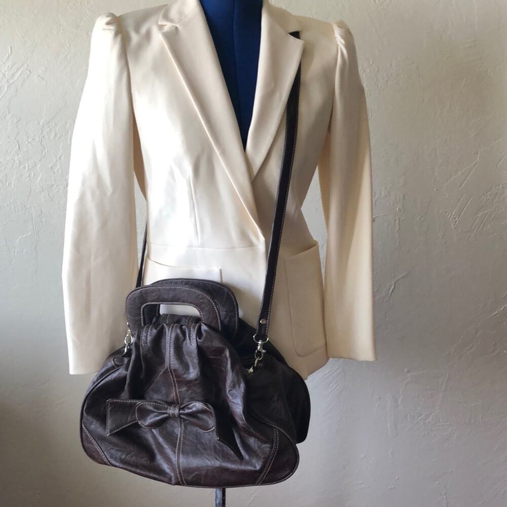 Brown Crossbody Removable Strap Bow Purse